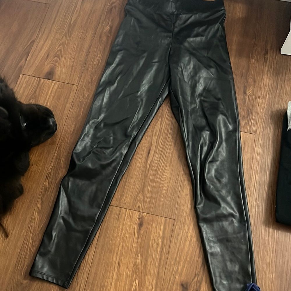 TOP SHOP - Black Leather Leggings - Size 2 - Black Leather - Great Condition